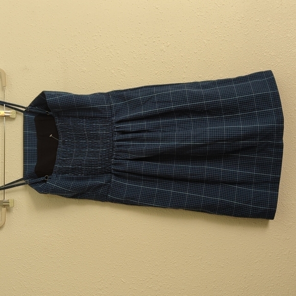 Aeropostale Mini Plaid Windowpane Dres Blue Academia School Girl y2k Strappy - Picture 10 of 11